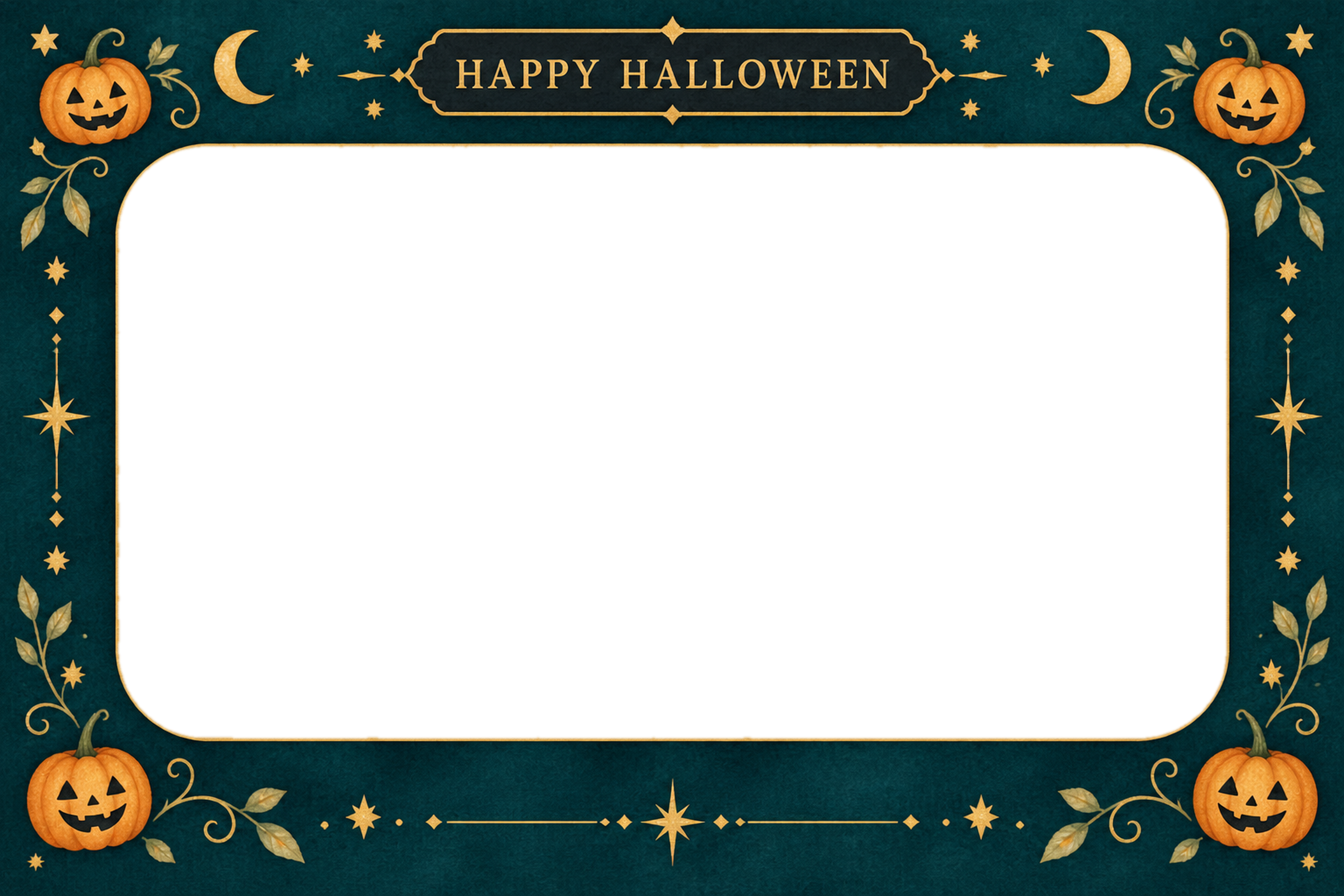 深緑と金のシンプルなハロウィン写真フレーム｜無料イラスト 98105に写真・文字を入れる