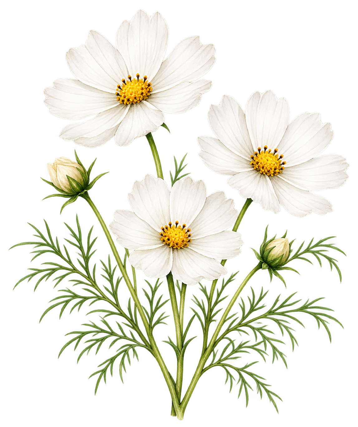 白いコスモス｜秋の花の水彩・無料イラスト素材 98359に写真・文字を入れる