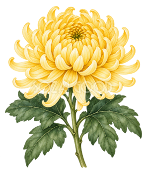 黄色い菊｜秋の花の水彩・無料イラスト素材 98362