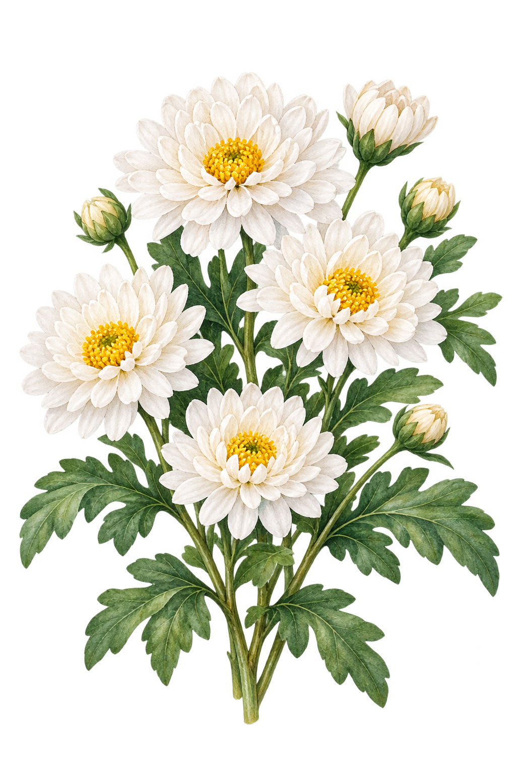 白い小菊｜秋の花の水彩・無料イラスト素材 98363に写真・文字を入れる