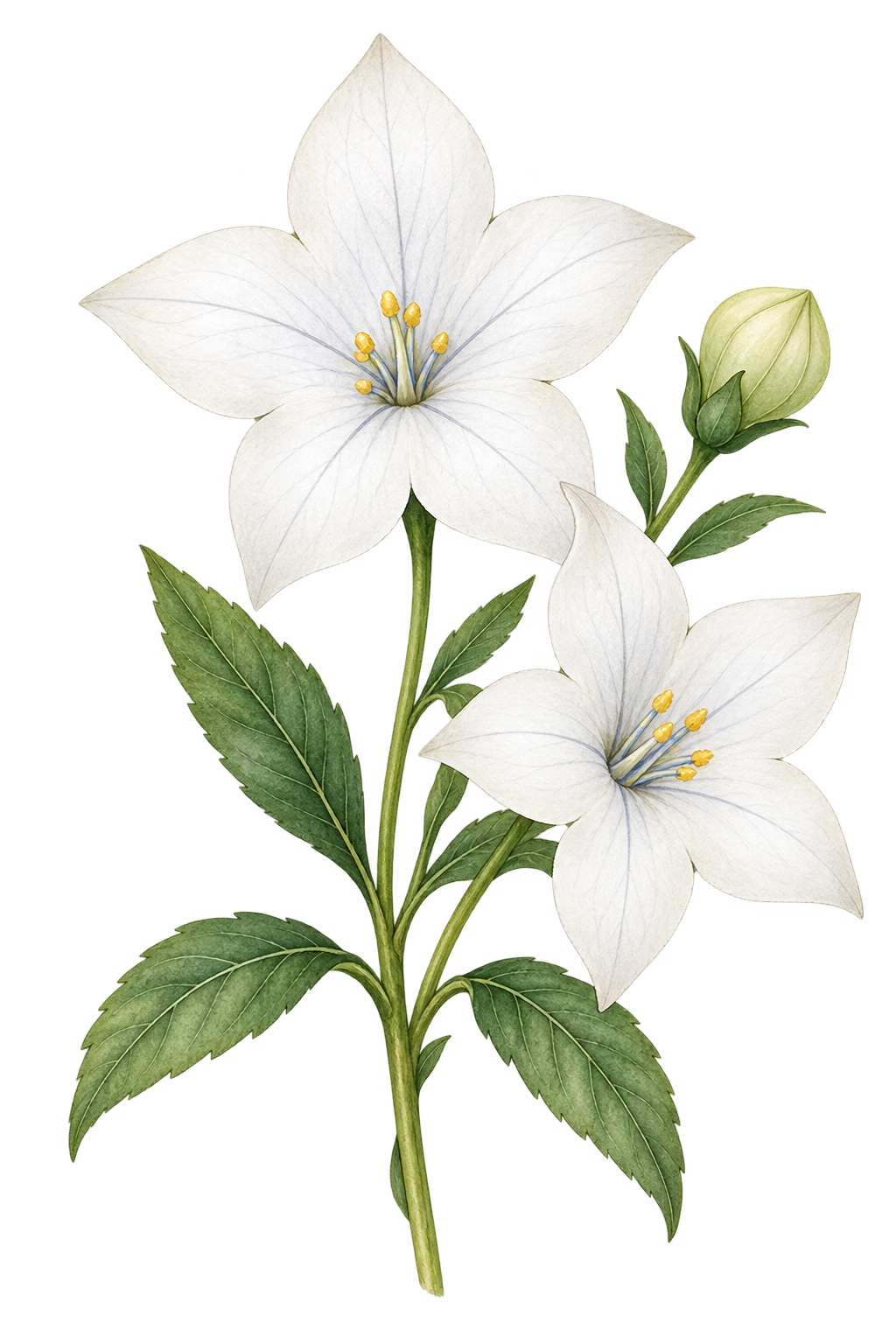 白い桔梗｜秋の花の水彩・無料イラスト素材 98372に写真・文字を入れる