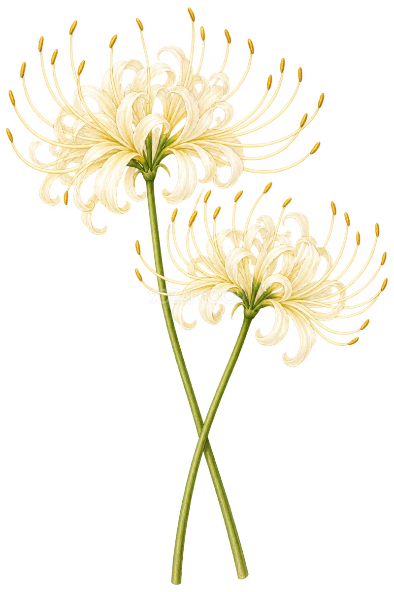 白い彼岸花|秋の花の水彩・無料イラスト素材 98374