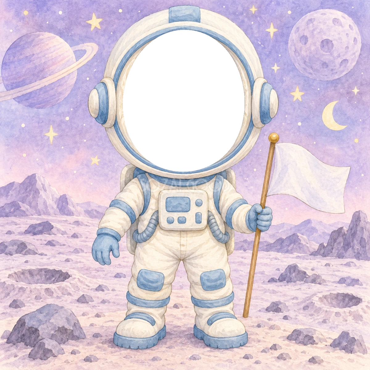 宇宙飛行士さんになりきり写真フレーム|子ども向けのかわいい無料イラスト 98420