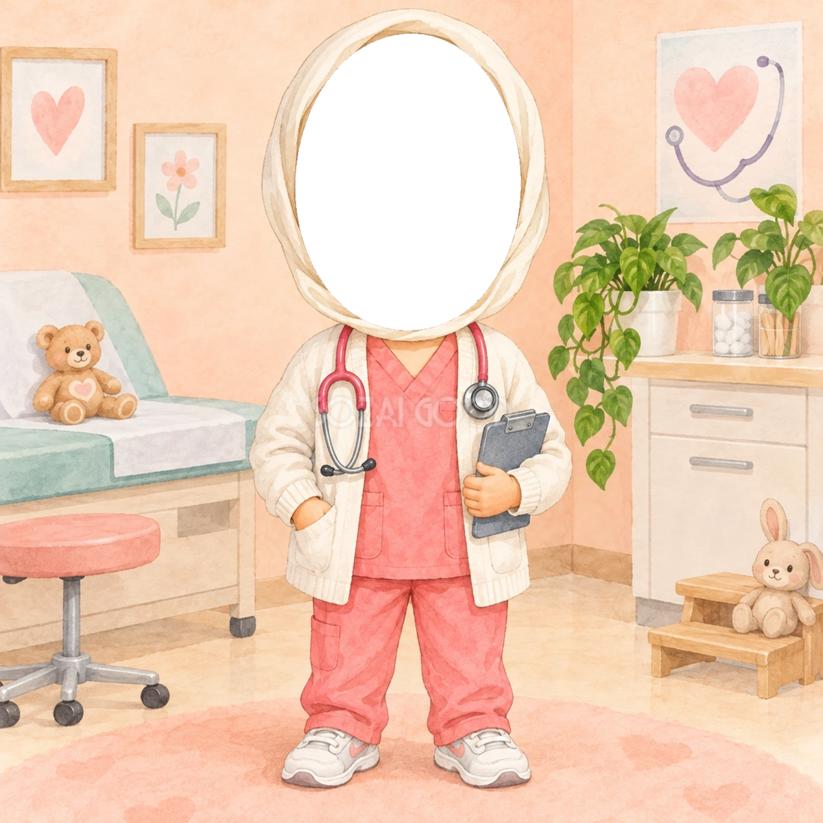 看護師さんになりきり写真フレーム｜子ども向けのかわいい無料イラスト 98423