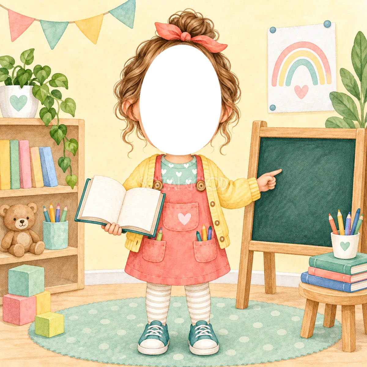 先生になりきり写真フレーム|子ども向けのかわいい無料イラスト 98424
