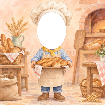 パン屋さんになりきり写真フレーム｜子ども向けのかわいい無料イラスト 98425