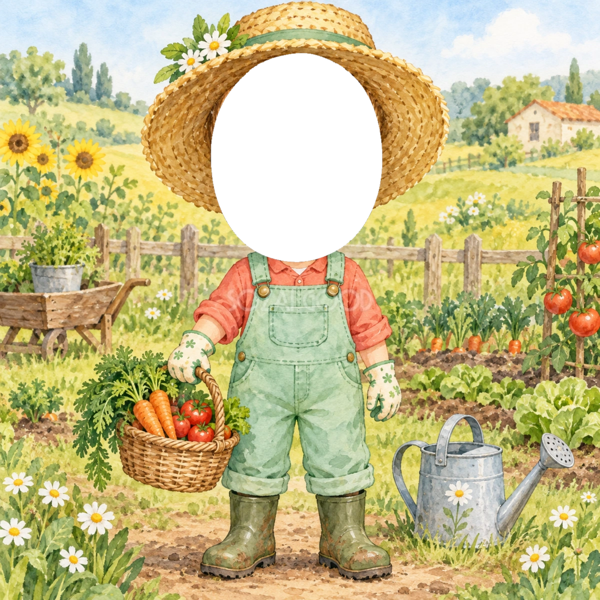 農家さんになりきり写真フレーム｜子ども向けのかわいい無料イラスト 98429