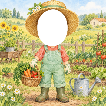 農家さんになりきり写真フレーム｜子ども向けのかわいい無料イラスト 98429