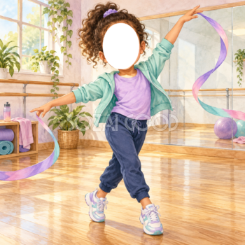 ダンスの写真フレーム｜子どもが変身できるかわいい無料イラスト 98474