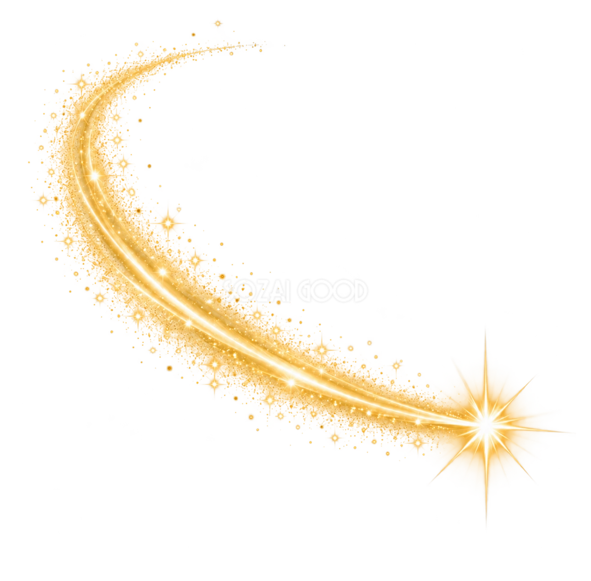 三日月形の金色の流れ星