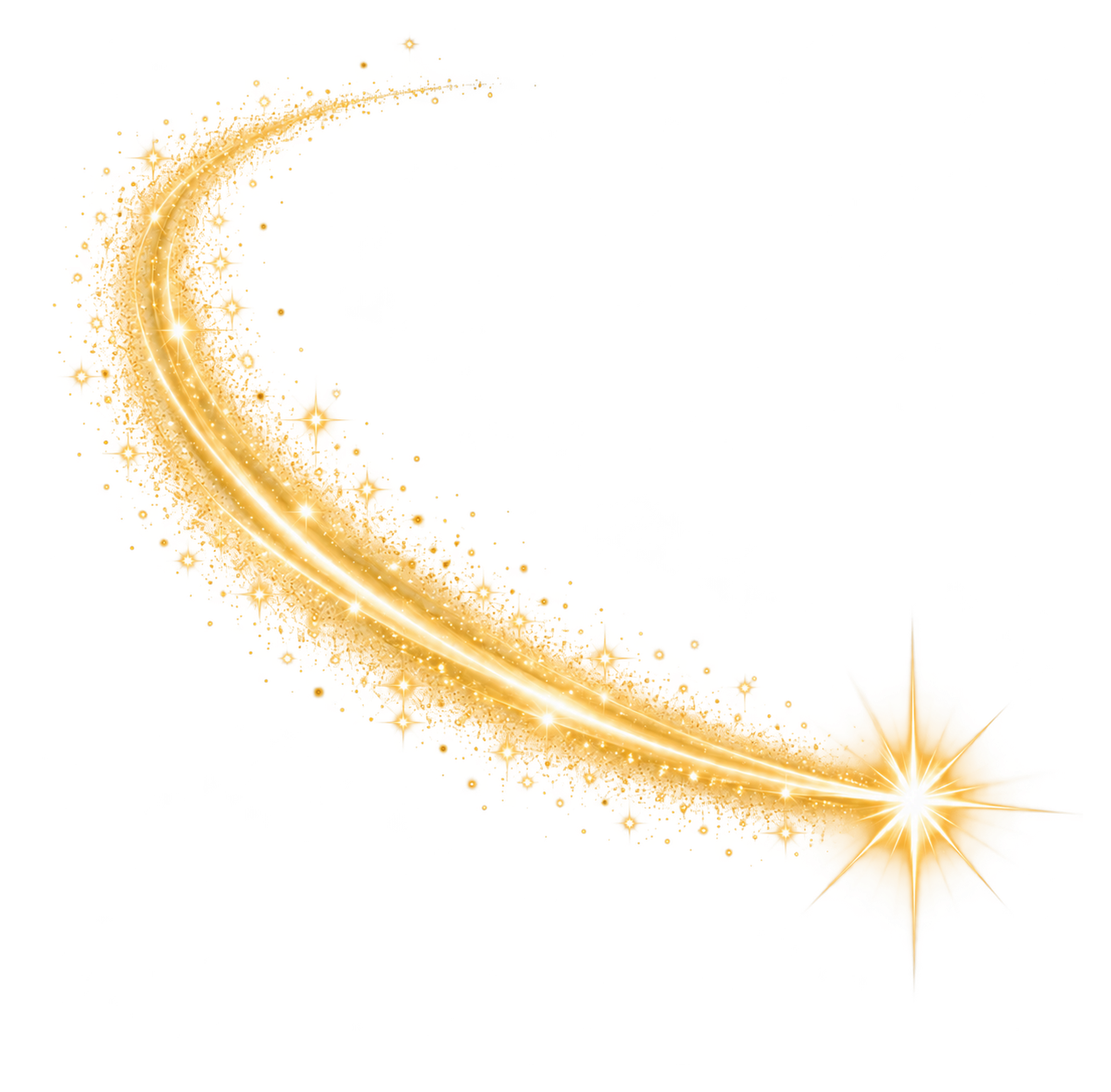 三日月形の金色の流れ星の無料イラスト 98757に写真・文字を入れる