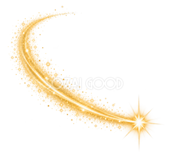 三日月形の金色の流れ星の無料イラスト 98757