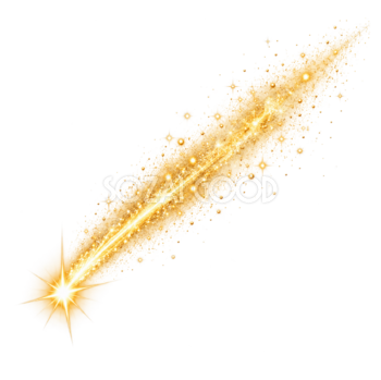 星くずがきらめく金色の流れ星の無料イラスト 98758