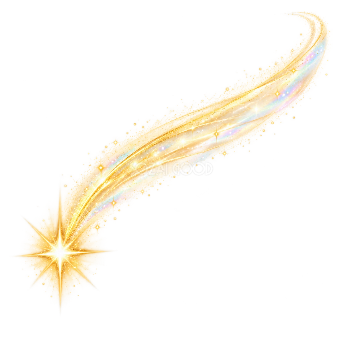 淡い虹色に輝く金色の流れ星 淡い虹色に輝く金色の流れ星