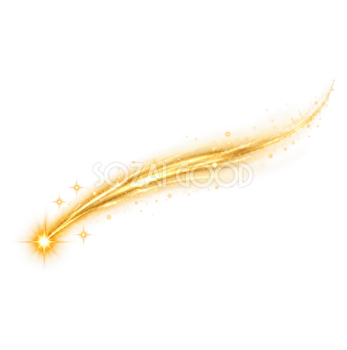 優しくたなびく金色の流れ星の無料イラスト 98761