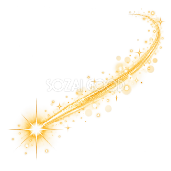柔らかな光の粒と金色の流れ星の無料イラスト 98764