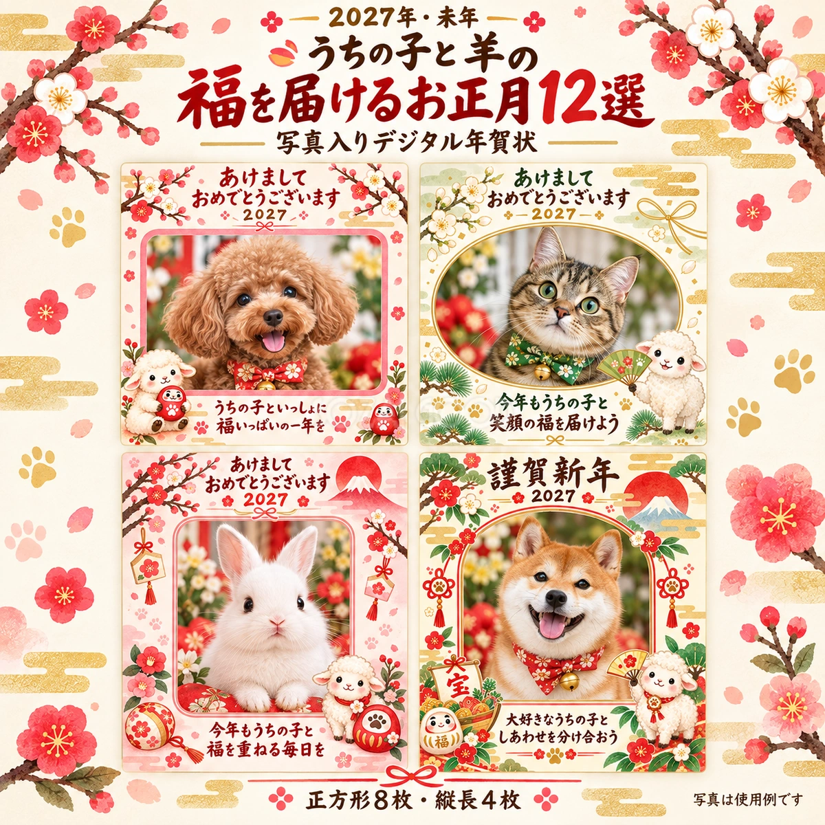 羊と福を届けるペット写真年賀状12選