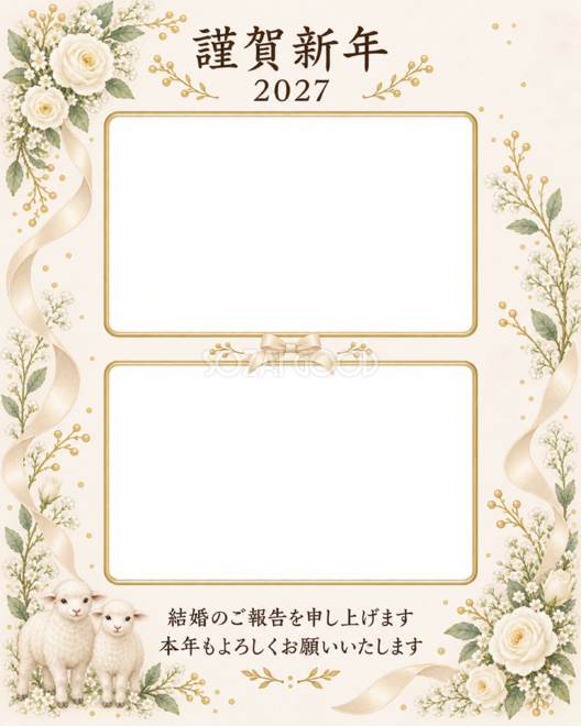 結婚と新年の二枚の写真