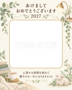 読書とくつろぎの時間の写真年賀状｜大人の無料イラスト素材 98940