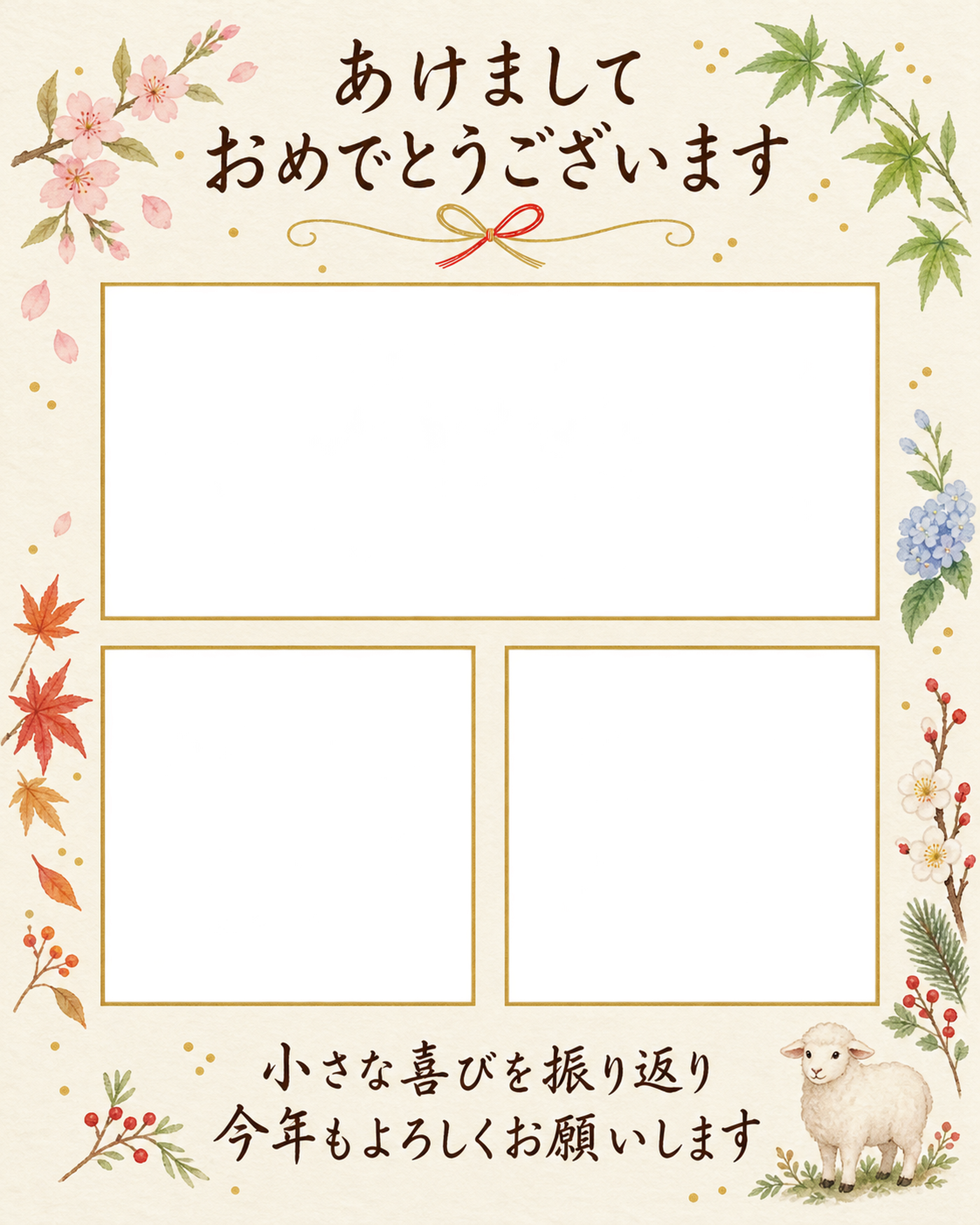 一年の小さな記録の写真年賀状｜大人の無料イラスト素材 98955に写真・文字を入れる