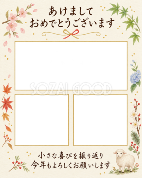 一年の小さな記録の写真年賀状｜大人の無料イラスト素材 98955