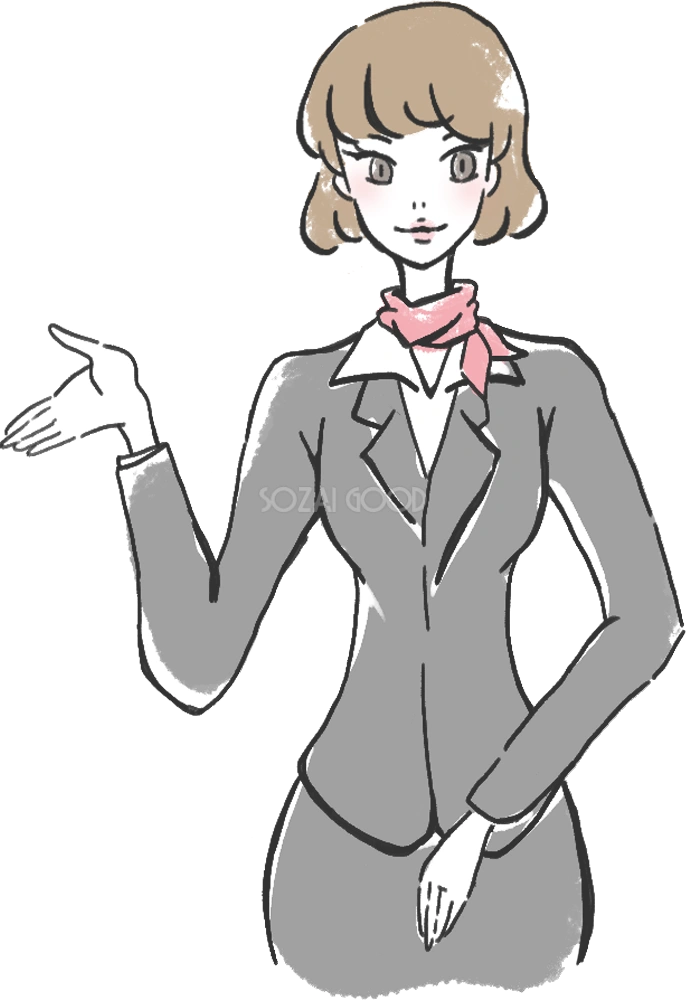 奇麗系の女性OLが手を差し出し 人イラスト