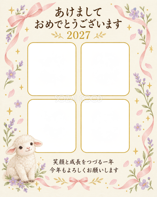縦長の四枚とリボン 縦長の四枚とリボン
