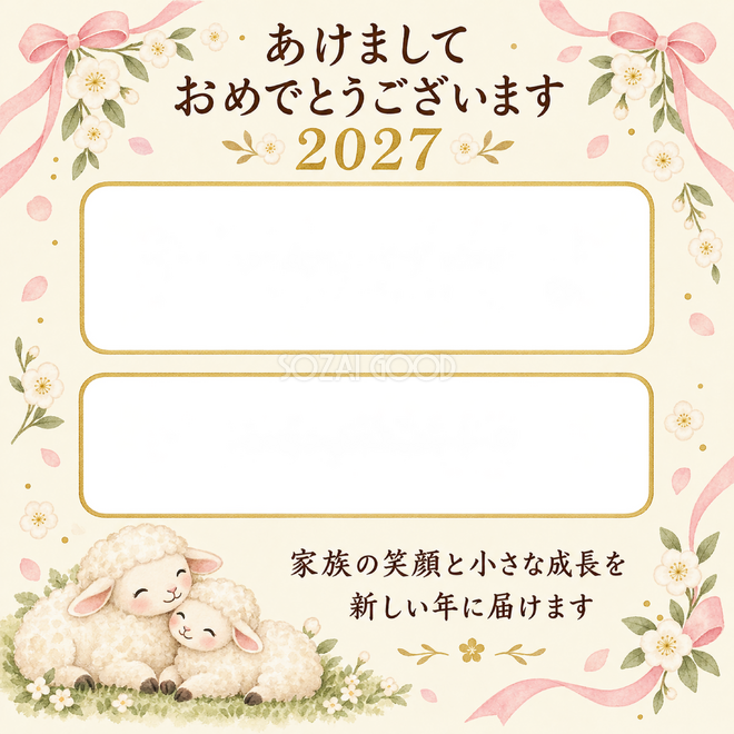 二枚をつなぐ桃色リボン