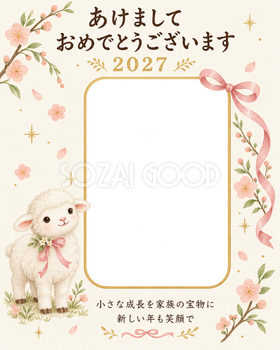 縦長の寝返り記念の写真年賀状｜赤ちゃんの無料イラスト素材 99148