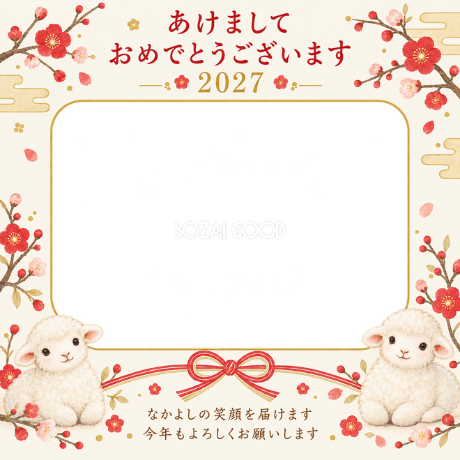 梅と赤い結び目