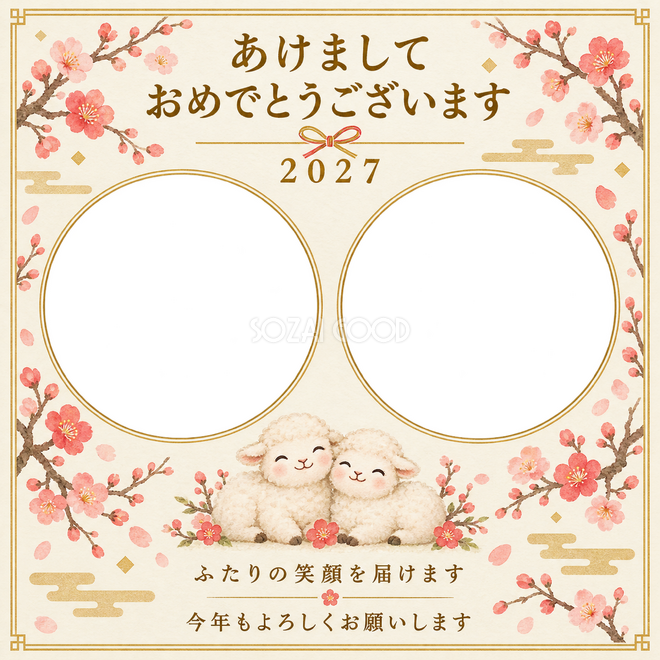 丸い窓と梅の枝