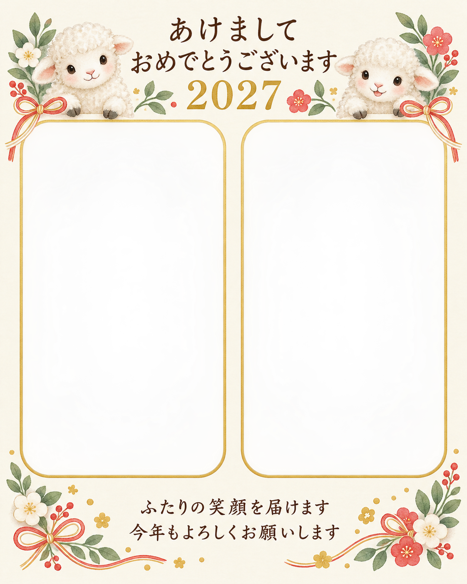 ふたつの結び目の写真年賀状｜無料イラスト素材 99189に写真・文字を入れる