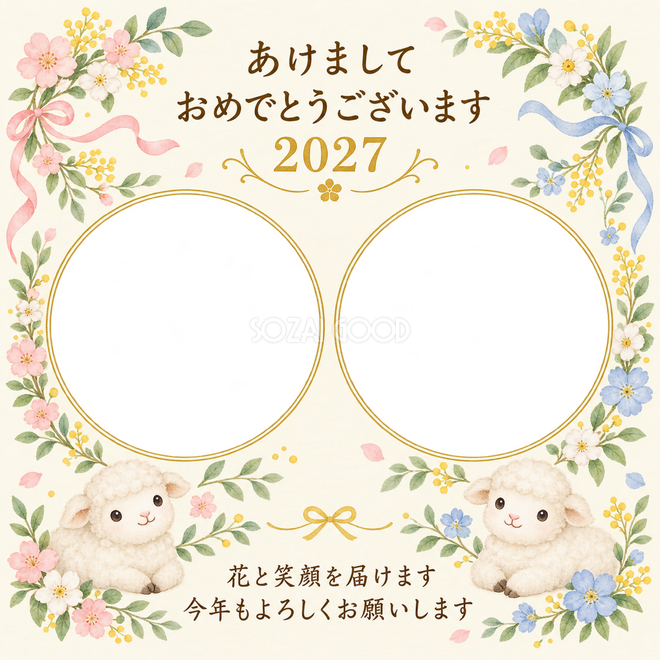 ふたつの花のリース