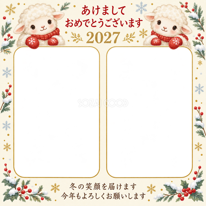 赤い手袋と白い雪