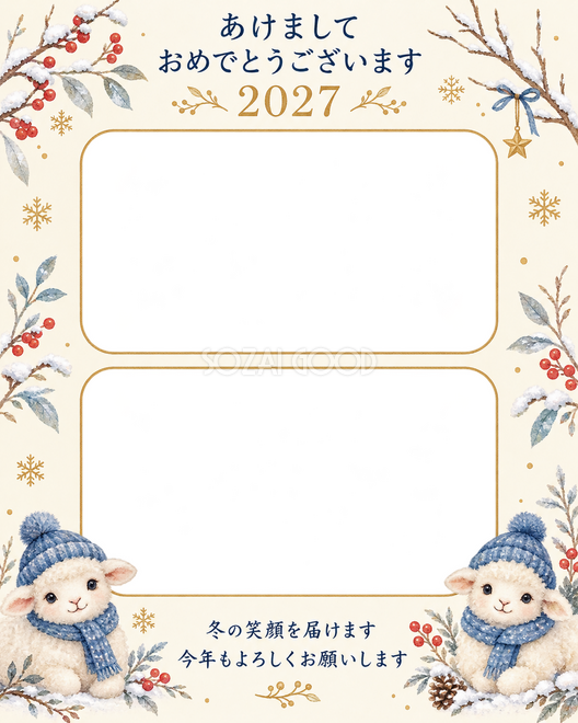 冬の枝と青い帽子