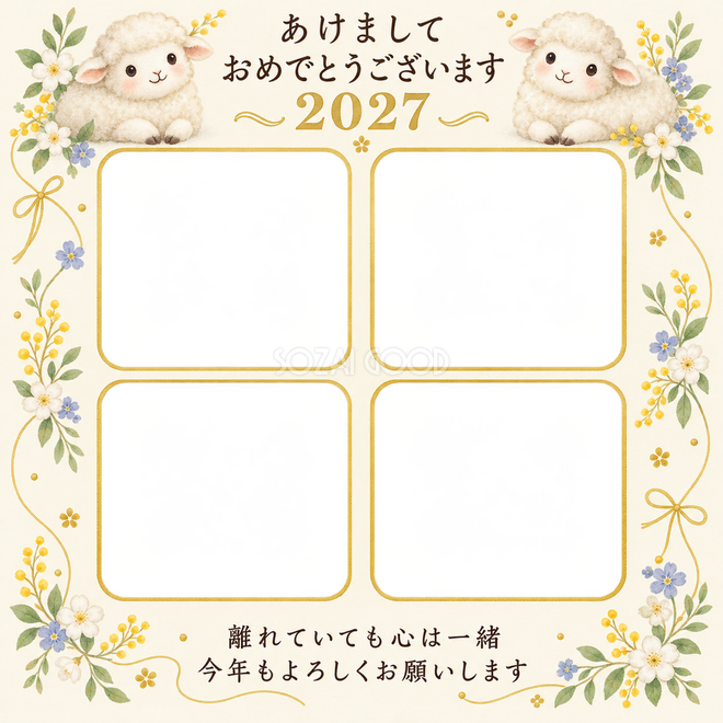 四つの窓と小花