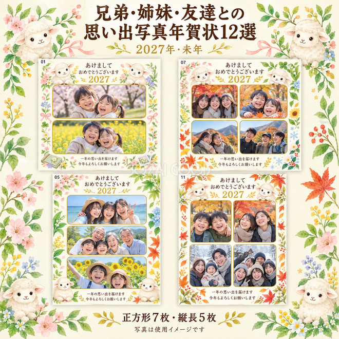 兄弟・姉妹・友達との思い出写真年賀状12選 兄弟・姉妹・友達との思い出写真年賀状12選