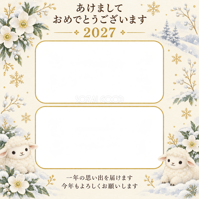 冬の雪と白い花