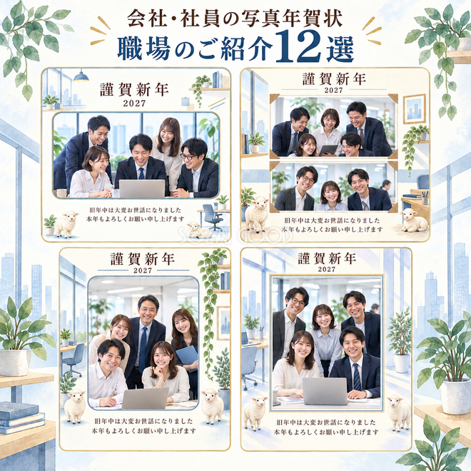 会社・社員の写真年賀状・職場のご紹介12選 会社・社員の写真年賀状・職場のご紹介12選