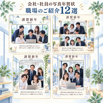 会社・社員の写真年賀状・職場のご紹介12選｜無料イラスト素材 99373