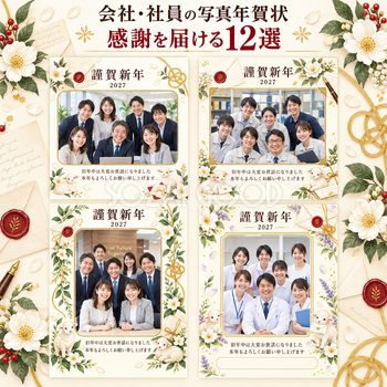 会社・社員の写真年賀状・感謝を届ける12選｜無料イラスト素材 99412