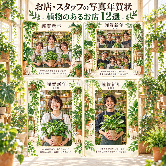 お店・スタッフの写真年賀状・植物のあるお店12選