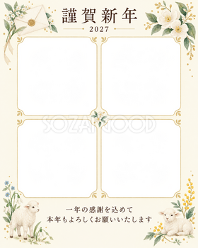 季節をつなぐ・手紙の写真年賀状｜仕事の一年の無料イラスト素材 99683