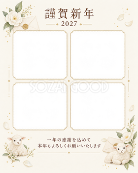 写真をすっきり・手紙の写真年賀状｜仕事の一年の無料イラスト素材 99684