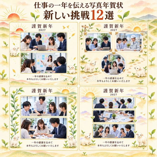 仕事の一年を伝える写真年賀状・新しい挑戦12選