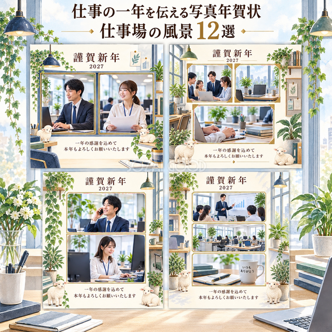 仕事の一年を伝える写真年賀状・仕事場の風景12選