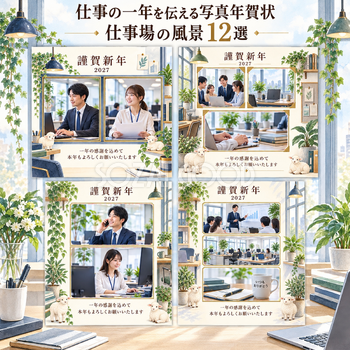 仕事の一年を伝える写真年賀状・仕事場の風景12選｜無料イラスト素材 99711