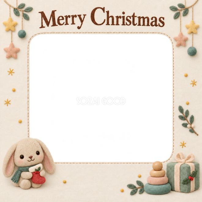 うさぎと小さな靴下のクリスマス枠 うさぎと小さな靴下のクリスマス枠