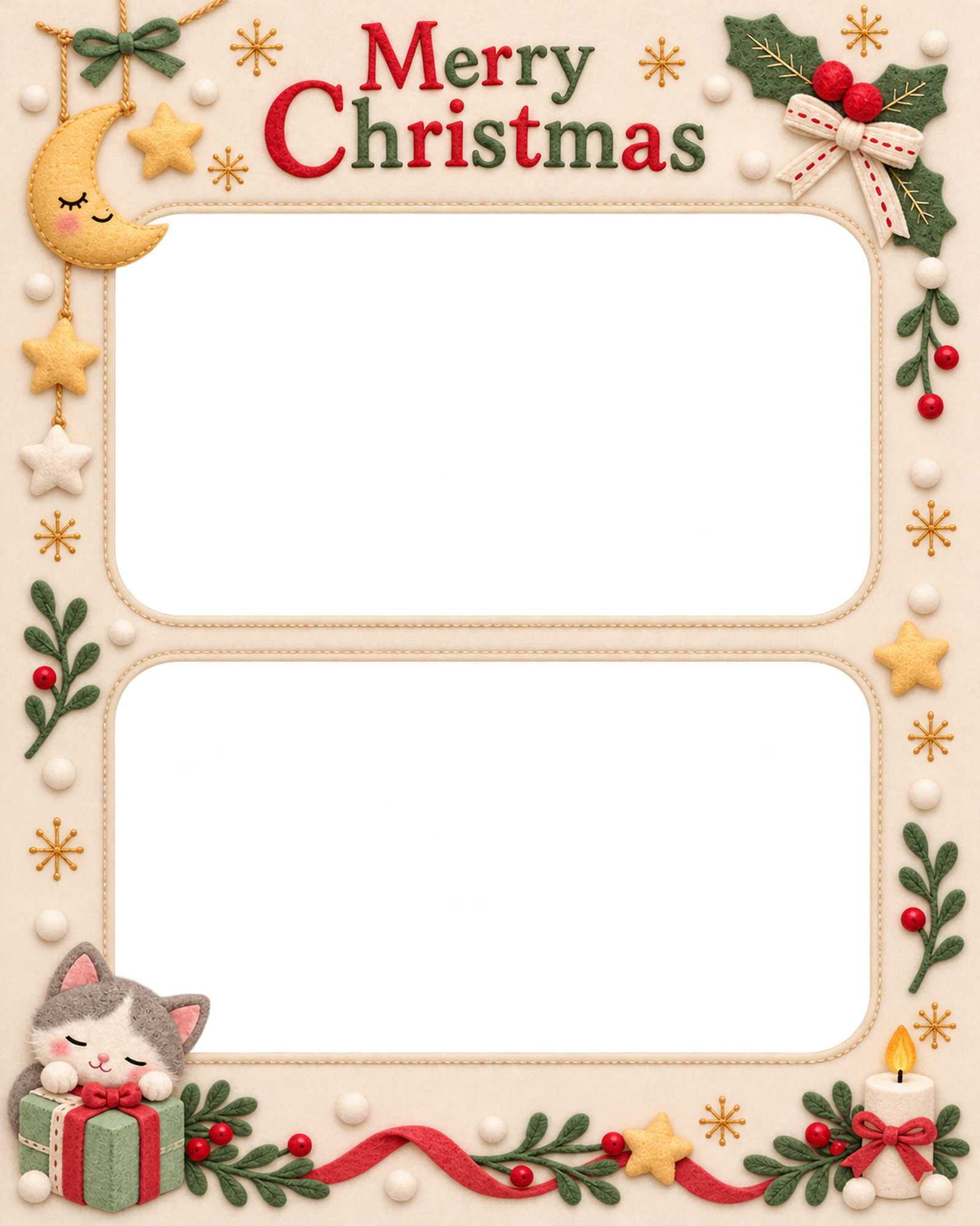 月と星のモビールの赤ちゃんの初めてのクリスマス写真フレーム｜布のおもちゃ・無料イラスト 99782に写真・文字を入れる