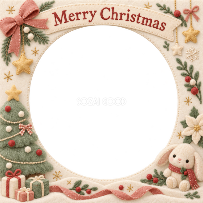 ふわふわのツリーのクリスマス枠 ふわふわのツリーのクリスマス枠